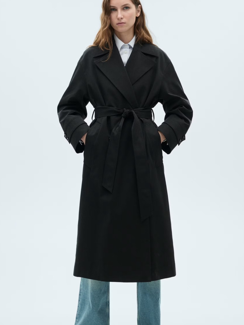 Mango LONG OVERSIZED DOUBLE-BREASTED TRENCH COAT